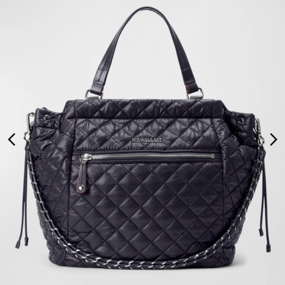 MZ Wallace Quilted Nylon Shoulder Bag in Black